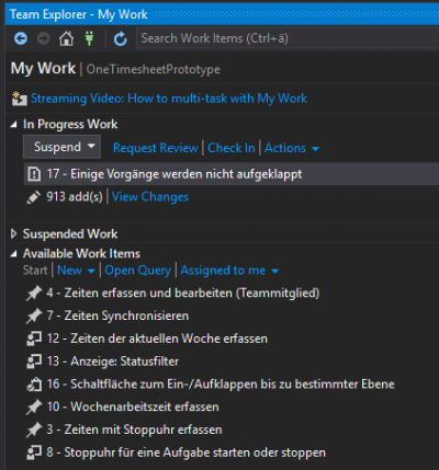 Visual Studio Work Items