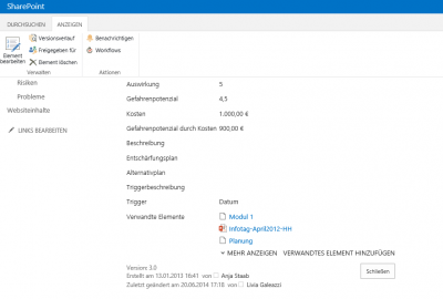 Fenster mit der Auswahlmöglichkeit "verwandte Elemente einfügen"