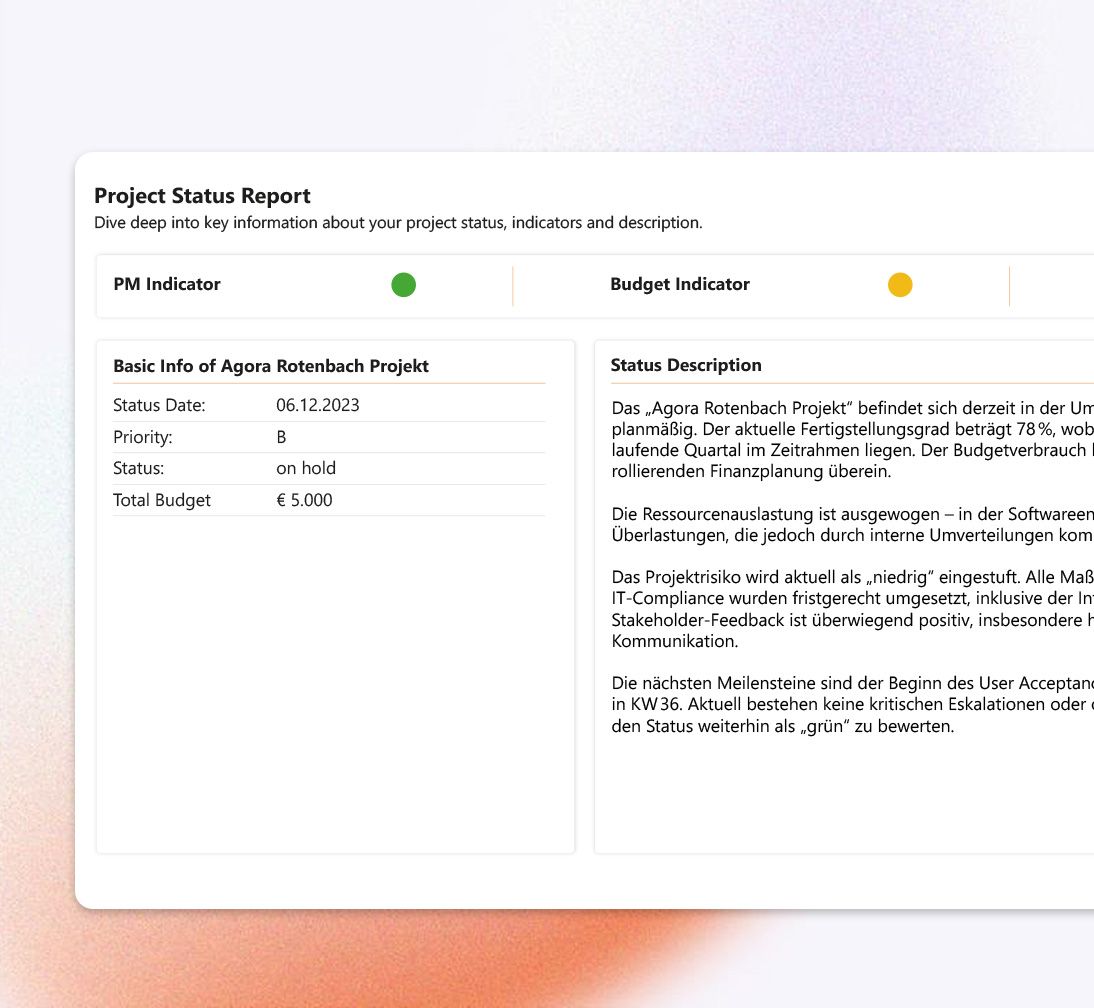 1 Operatives Projektmanagement Reporting