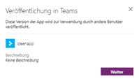 Veröffentlichung in Teams bestätigen